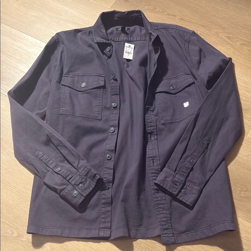 Express Dark Gray Button-Up Shirt
